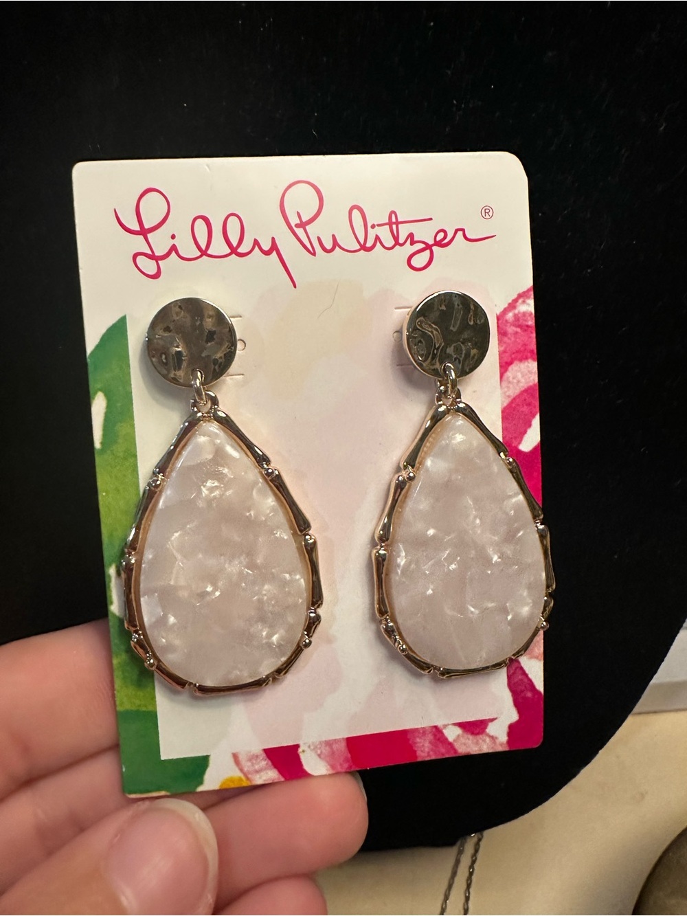 Lilly Pulitzer Rose Quartz Teardrop Drop Earrings